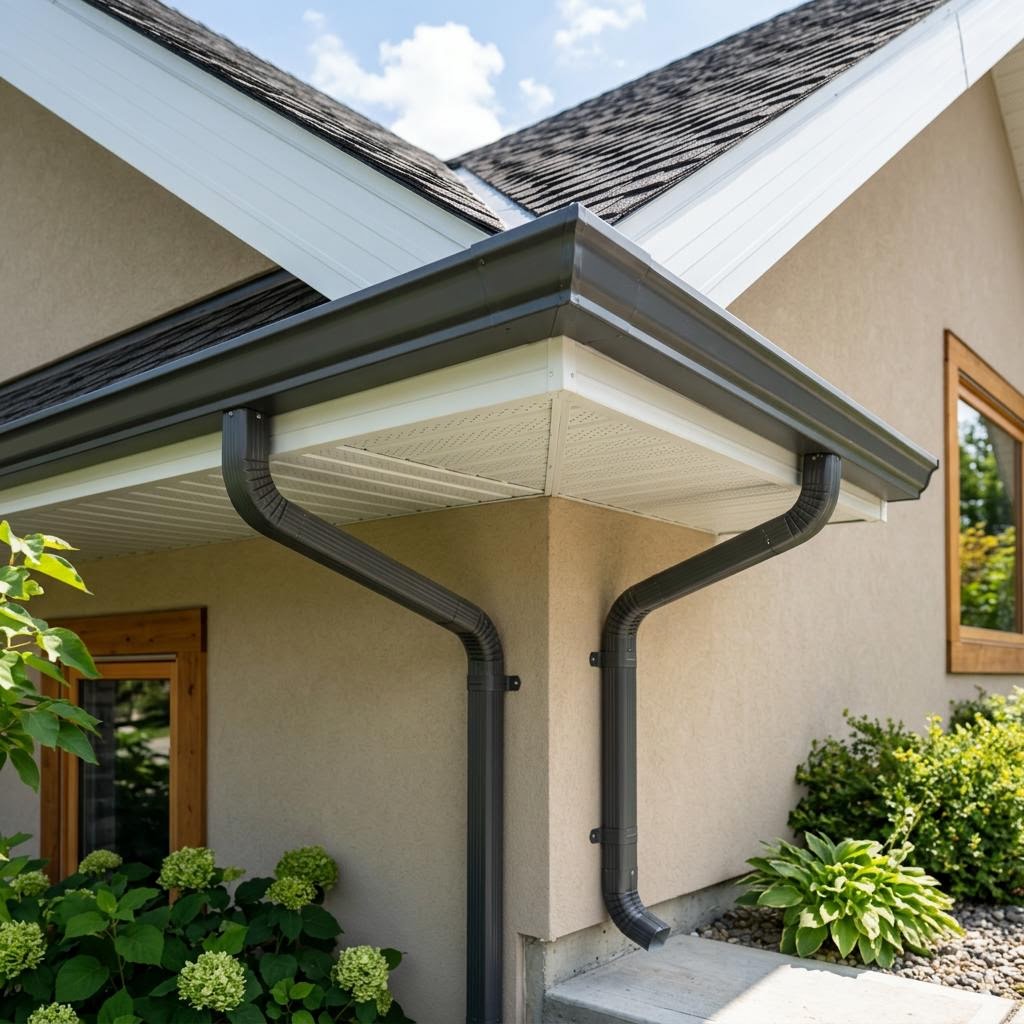 New seamless aluminum eavestroughs and soffit